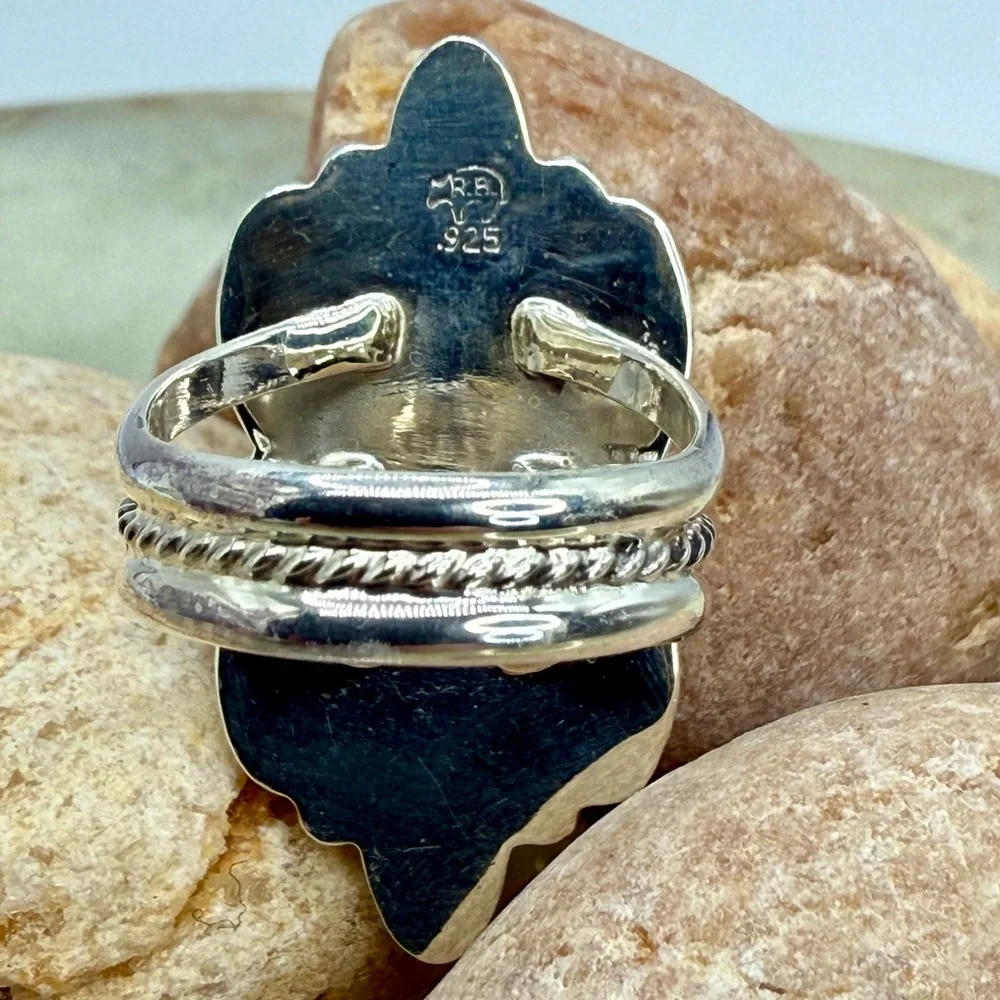 Native American Sterling Silver Purple Spiny Oyster 7-Stone Ring Roberta Begay